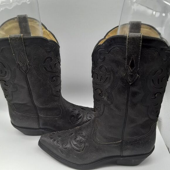 Rockin Country Women's Pointed Toe Leather Cowboy Boots Size 10M - Picture 7 of 11